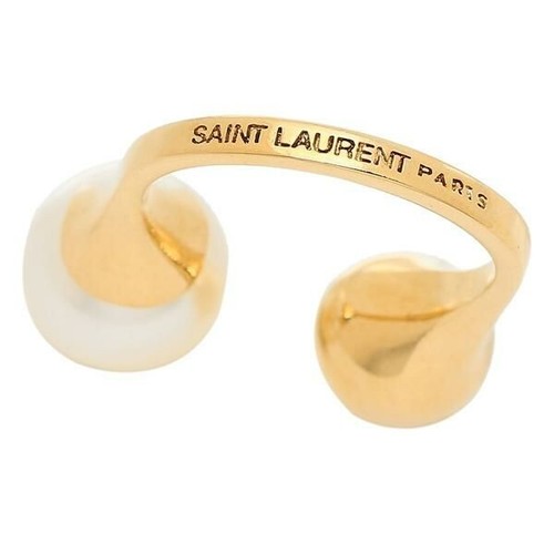 SALE Saint Laurent Paris ring White gold Ladies Size 5 GOLD AND CREAM NEW - Picture 5 of 5