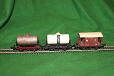VINTAGE HORNBY TRIANG LIQUID TANKERS x2 & BRAKE VAN WAGONS OO