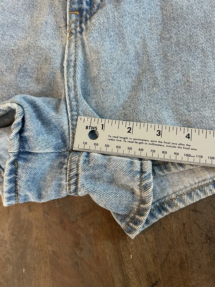 Pantalones Cortos Denim Vintage Años 90 Express EXP Cintura Alta EE. UU. Mamá Jeans Estilo Talla 13/14 Foto 3 de 4