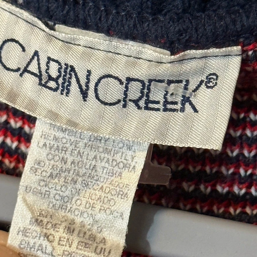 Chaleco Suéter Tejido Cabin Creek Vintage Muñeco de Nieve Fair Isle, Azul Rojo, S Foto 2 de 4