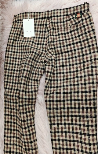 Pantalone Gucci bambino ragazzo cammello a quadri lana taglia 10 nuovo con etichetta