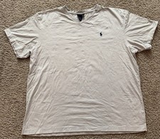 Polo Ralph Lauren T Shirt Mens 2XL Gray Blue Pony Logo V Neck Casual