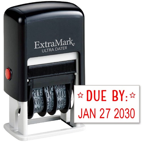 Ultra Dater Self-Inking Rubber Date Office Stamp with Due by: Phrase & Date -...