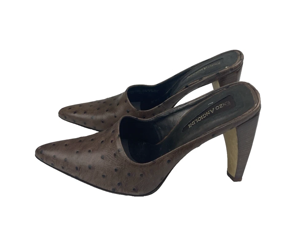 Tacones de mula Enzo Angiolini Hali punta cocodrilo para mujer talla Marrón 8,5 M Foto 2 de 4