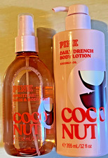 VICTORIA'S SECRET PINK Coconut HAIR BODY MIST Lotion SPRAY DUO SetNEW