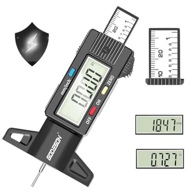  Digital Tyre Tread Depth Gauge UK,0-25.4 Mm Inch Tyre Guage Digital 1 Pack