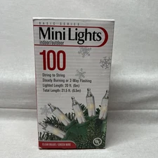 Everstar 100 ct Steady Or Flashing Clear Mini Lights Green Wire Indoor  21.5 ft