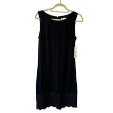 Eliza J Lace bottom dress NWT 10 Black Sleeveless Slinky Knee length Womens NEW