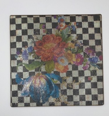 Mackenzie Childs Inspired- Marketplace Checkered Glass Cutting Board