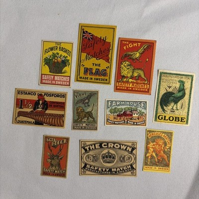 MATCHBOX LABELS-1940's-70's-Lot x 10 Unsorted-What You See is What You Get-#26