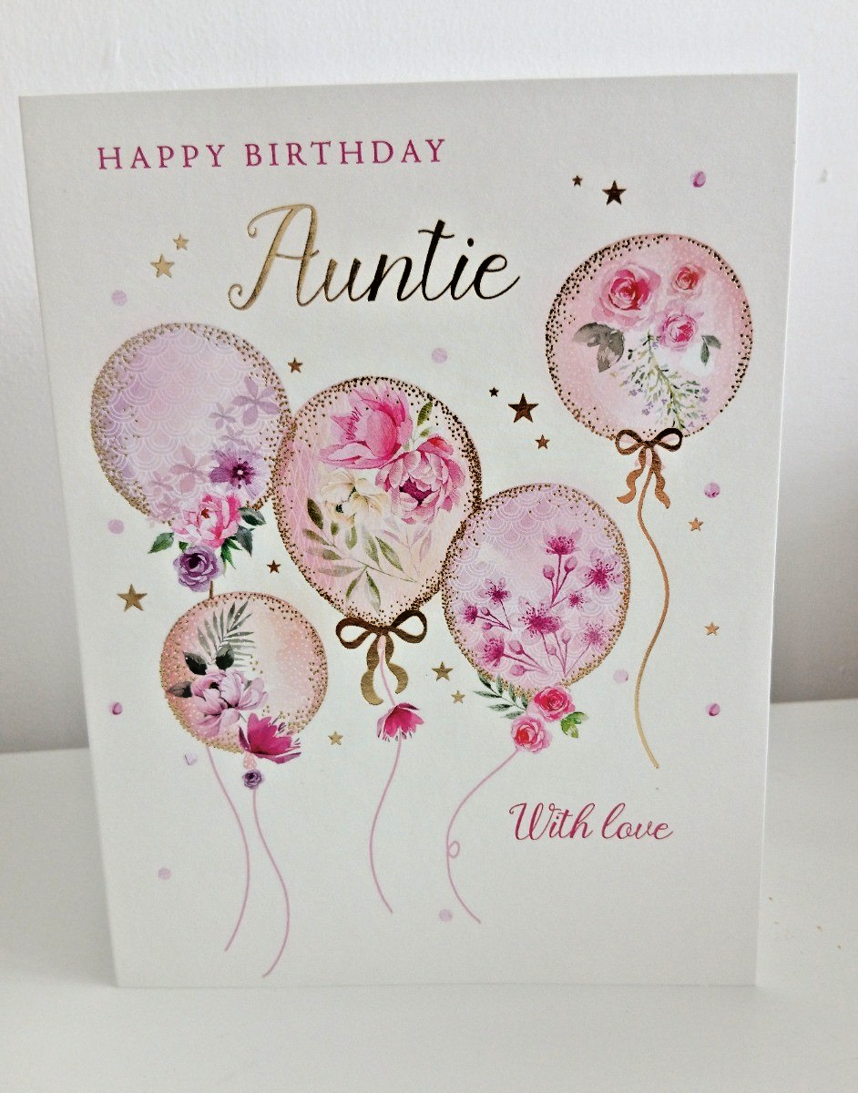 Auntie Birthday Card. Balloon Design. 19x13cm