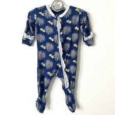 Kickee Pants Bamboo Baby Girl Blue Floral Bees Bodysuit Romper 0-3 Month Ruffles