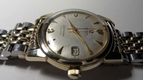 Vintage OMEGA Seamaster WATCH Self-winding 14 K GOLD BEZEL RARE Big "Seahorse"