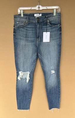 Pistola Womens Medium Wash Blue Denim High Rise/Slim Silhouette Distressed Jeans