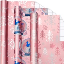 Burymento Reversible Christmas Wrapping Paper - Trees, Snowflakes, Reindeer