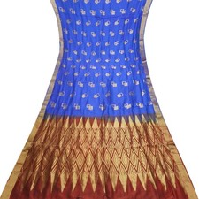 Vintage Blue Sarees 100 Pure Silk Zari Handwoven Festive Sari 5YD Craft Fabric
