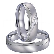 Alianza Anillo Acero Inoxidable Circonita Simulada 6mm Joyería Pulida