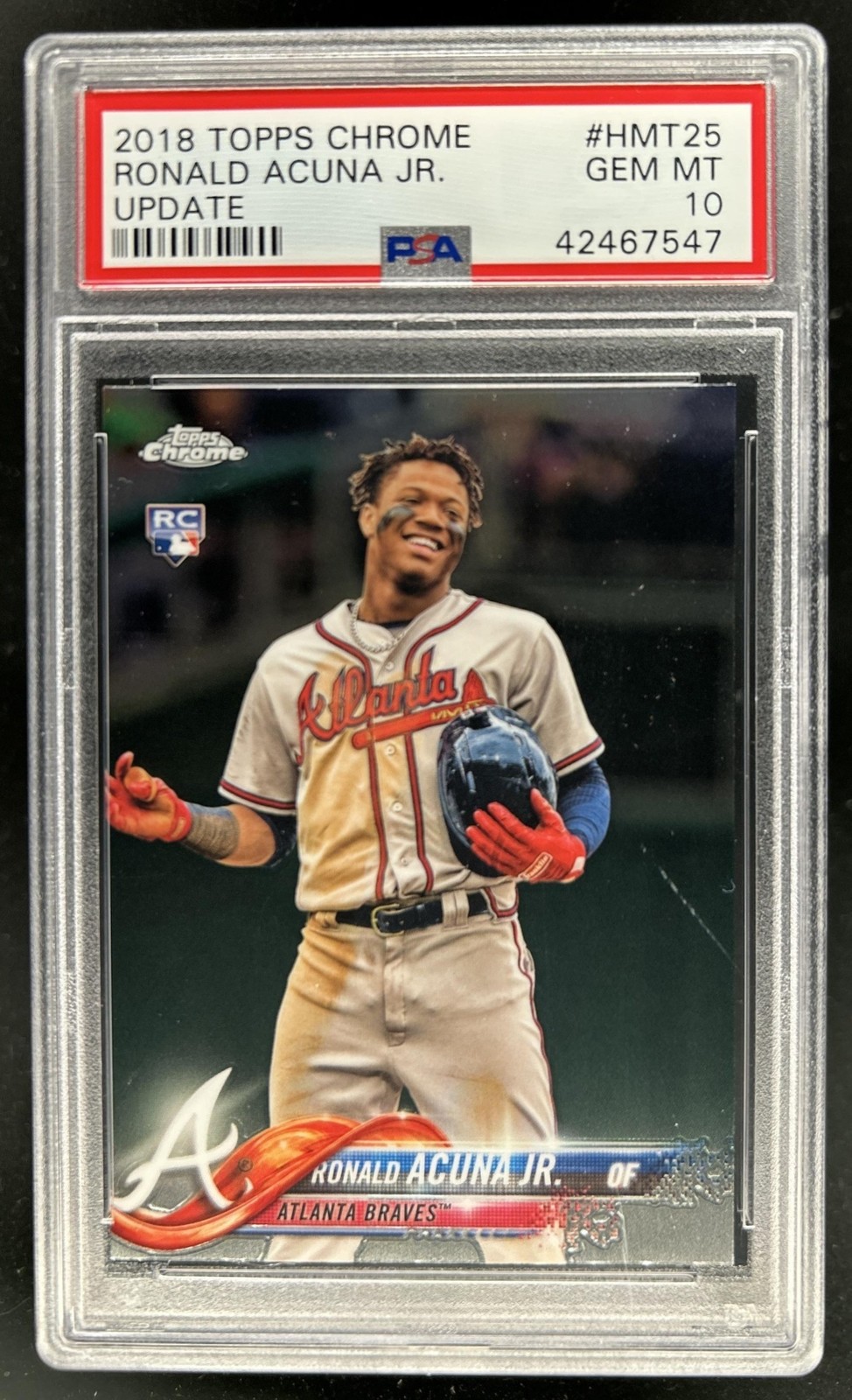 2018 Topps Chrome Update Ronald Acuna Jr. RC Rookie #HMT25 Braves PSA 10
