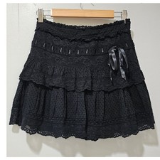Loveshackfancy Ora Mini Skirt in Black, Sz XS, Retail 295