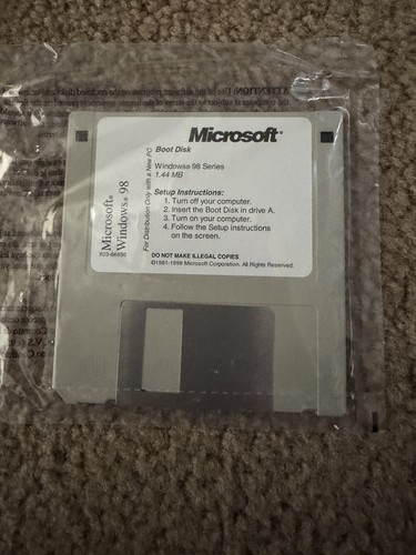 Microsoft Windows 98 Boot Disk New Sealed