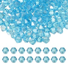 4mm Bicone Crystal Beads, 400 Pcs Glass Faceted Spacer Bead, Dark Sky Blue