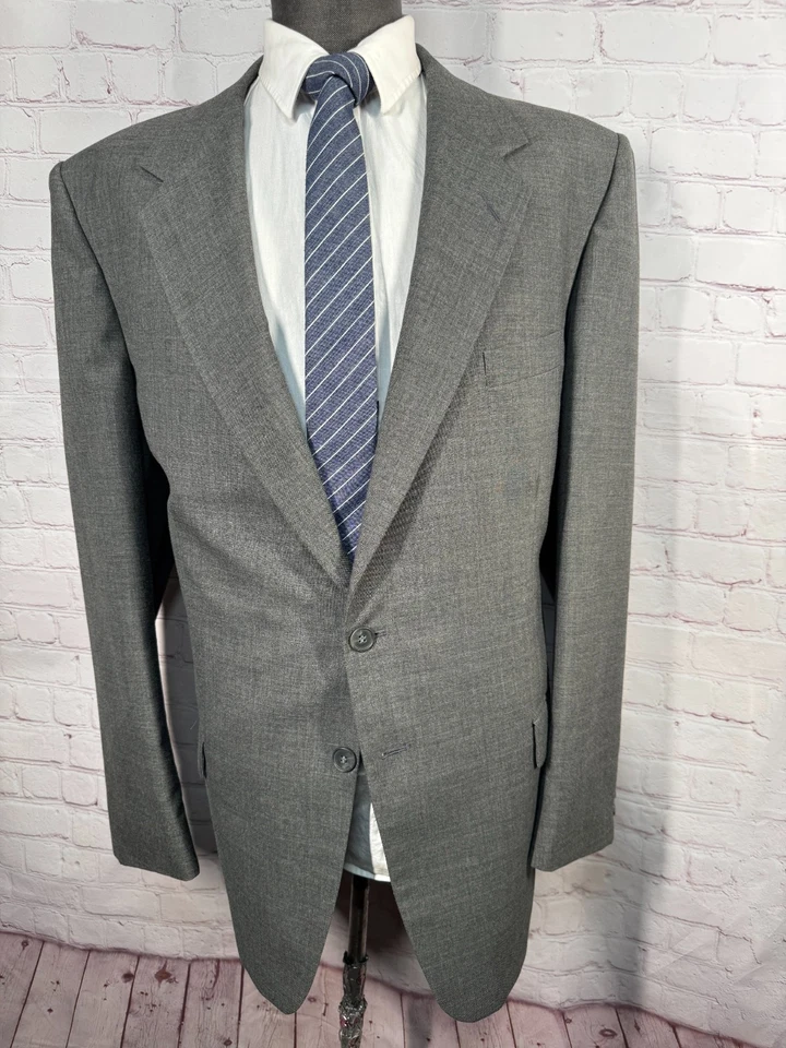 Traje de 2 piezas clásico de mezcla de lana gris de FARAH para hombre chaqueta 46L 36x34 pantalón Foto 2 de 4