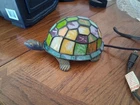 Vintage Tiffany Style Tortoise Lamp Small Stained Glass Turtle Desk Lamp