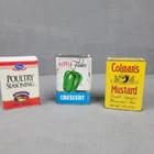 Vintage Spice Tins Kroger Poultry Crescent Pepper Flakes Colmans Mustard Lot 3