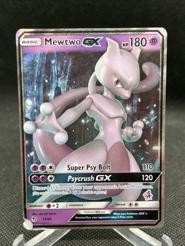 MEWTWO GX - 31/68 - Heavily Played - Hidden Fates - Holo GX Rare - Pokemon