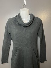 Lucy Dress Womens Small Gray Cowl Neck Long Sleeve Knit Sweatshirt Pockets