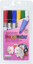 Uchida 200-6A 6-Piece Decocolor Fine Point Paint Marker Set, Red, Blue, Yellow,