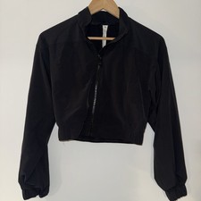 ALO Yoga Clubhouse Jacket Black Size XS Black Cropped Full Zip Mock Neck Size XS