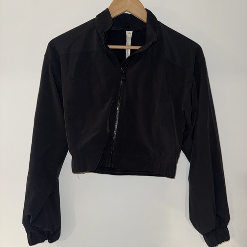 ALO Yoga Clubhouse Jacket Black Size XS Black Cropped Full Zip Mock Neck Size XS