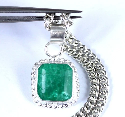 10.80 Carat Natural Green Emerald Octagon Gemstone Men's Pendant Christmas Gift
