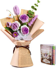 Kogyxe Crochet Kit for Beginners, Purple Rose Crochet Flowers for Adults with St