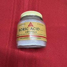 Vintage Medicine Boric Acid Red Arrow Bottle Crystals 2oz Medicine 