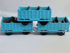 Custom Blue Open-Topped Passenger Coaches Set 3 Spoke Wheels for TrackMaster