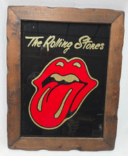 *RARE 1970s* ROLLING STONES Framed  Carnival Glass Mirror Like Picture 19" x 15"