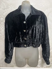 Escada Couture Velvet Cropped Button Long Sleeve Jacket Size 40