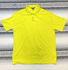 Nike Tiger Woods Collection Dri Fit Golf Polo Shirt Mens XL Yellow Metal Snap