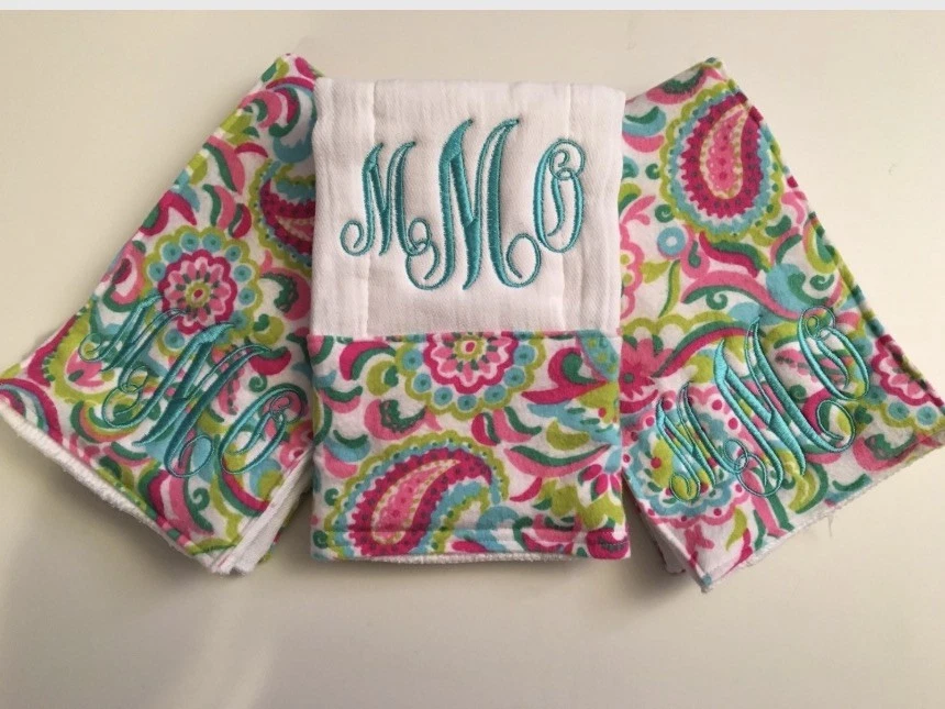 Embroidered Burp Cloths Monogrammed personalized Baby Girl