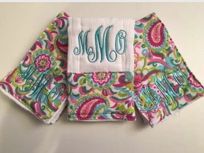 Bestickte Spucktücher monogrammiert personalisiert Baby Mädchen   - Bild 1 von 2