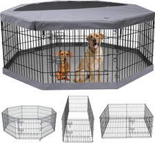 Foldable Metal Dog Exercise Pen/Pet Puppy Playpen Kennels Yard Fence Indoor/Outd