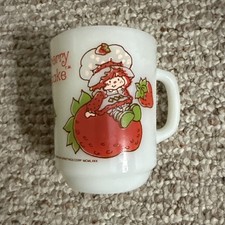 VTG 1980s Strawberry Shortcake Milk Glass Mug American Greetings