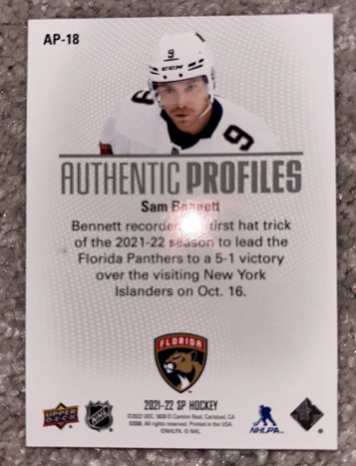 2021-22 SP - Retail Authentic Profiles Sam Bennett #AP-18 /1199 - Image 2 of 2