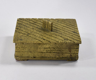 Schwere Brutalist Schatulle Goldfarben Mid Century 50er/60er Vintage Dose Box