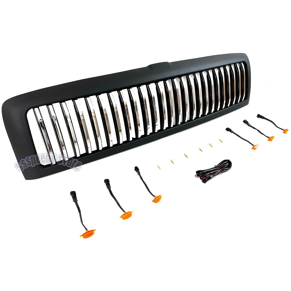 Parrilla delantera para Dodge Ram 1500 2500 3500 1994-2001 parrilla delantera cromada con luces Foto 2 de 4