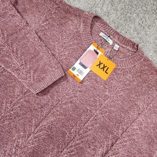 Orvis Sweater Womens XXL 2X Pink Chenille Knit Long Sleeve Textured Soft Cozy