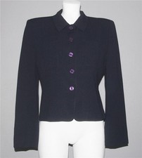 VTG Jones New York Navy Lined 2-Pkt 5-Button Lightweight Blazer / Jacket Wm's 8