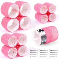 Thermal Jumbo Rollers Hair Curlers Set with Clips - 24 Large Self-Grip Roller...